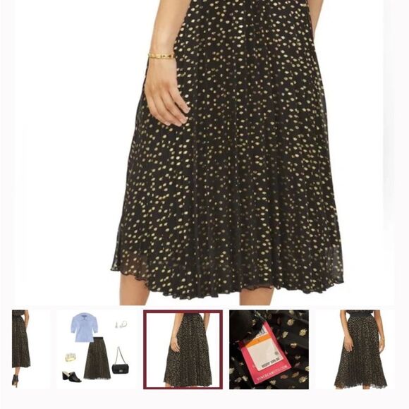 Vince Camuto Pleated Chiffon Foil Dot Maxi Skirt - Picture 7 of 10